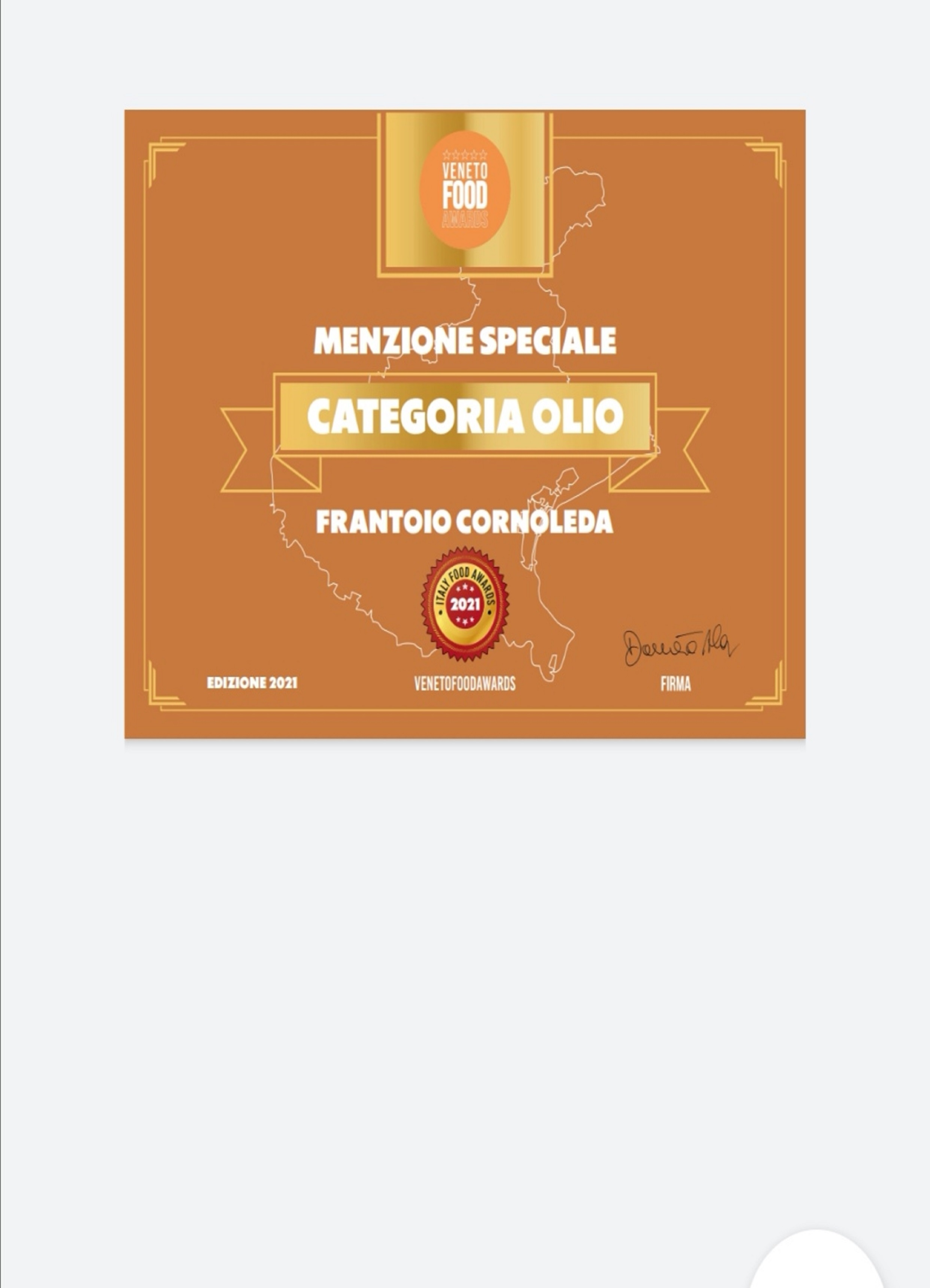 MENZIONE SPECIALE VENETO FODD AWARDS